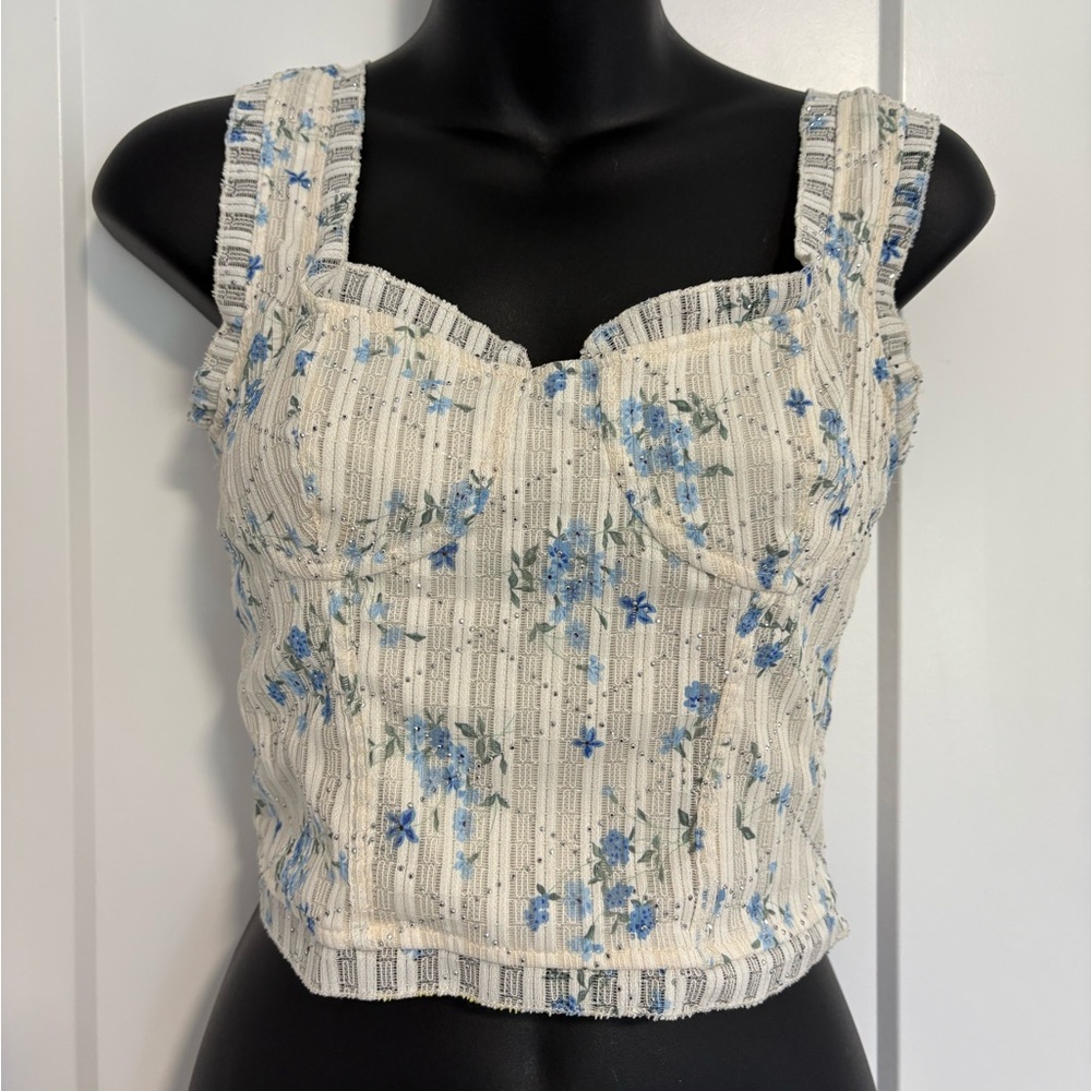NWOT Bustier Floral‎ Crop Top Size Medium